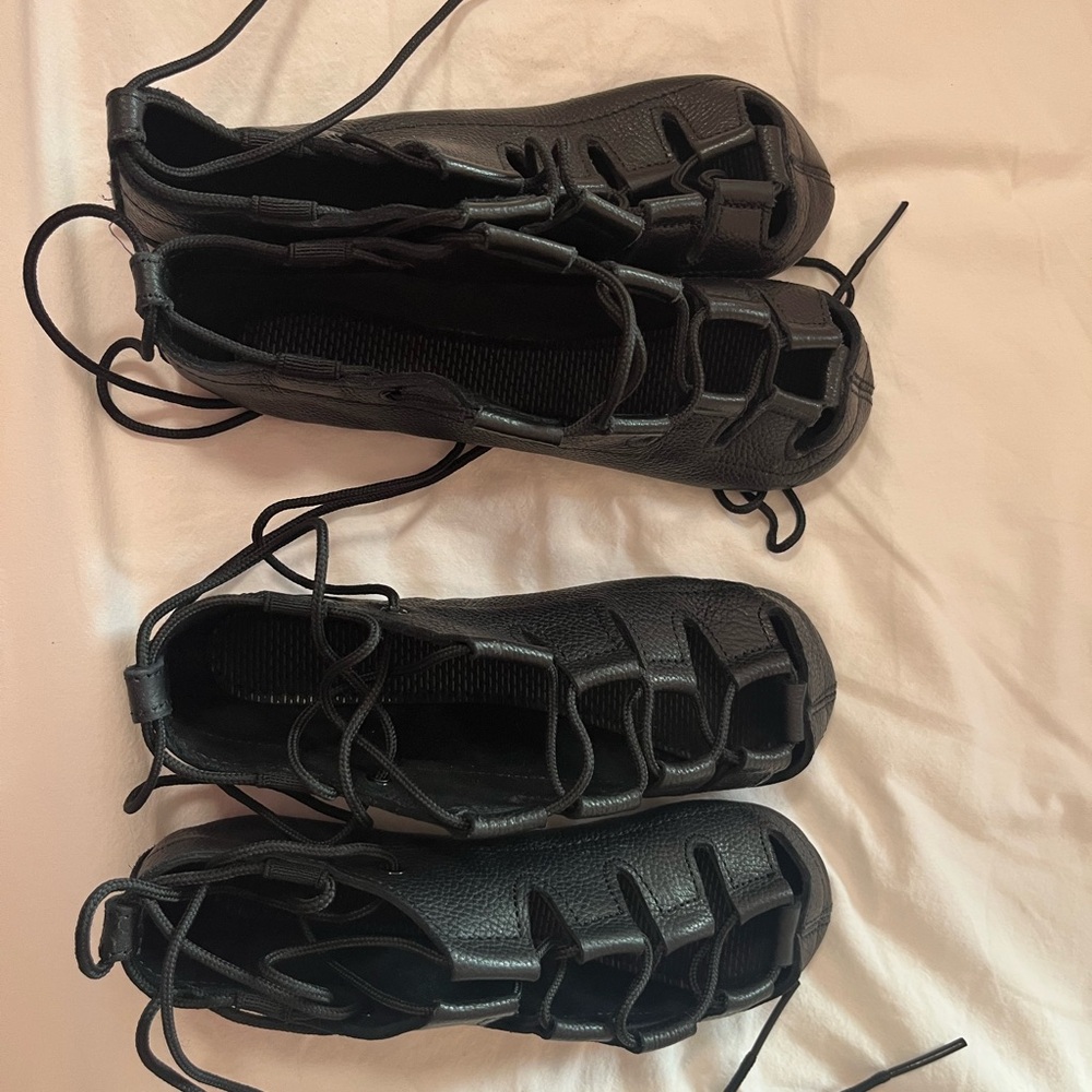 Black Lace-Up Sandals